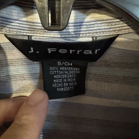 J Ferrar Men's Small Gray Striped Short Sleeve Button Down Shirt Casual Cotton - Picture 3 of 6